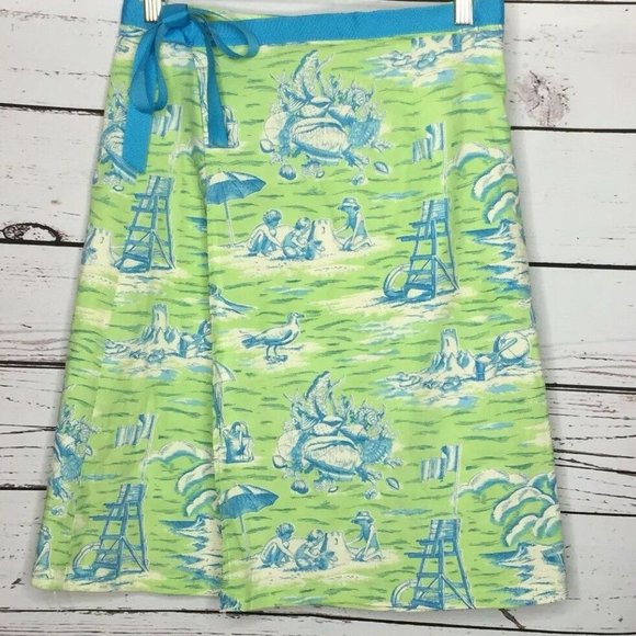 CWD Kids Girls 10 Green Blue Skirt Wrap Bow Tie Ocean Tropical Nautical Beach I2 - Picture 1 of 4